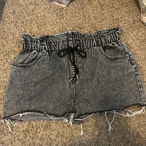 wild fable Washed Black High-Rise Paperbag Denim Shorts